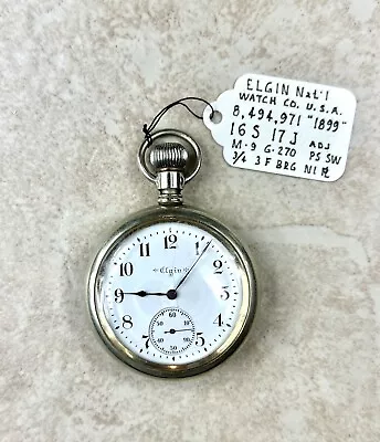 VINTAGE ELGIN 1899 WATCH Co. POCKET WATCH Watchmaker’s Estate Sell As Is Lot 363 • $14.50