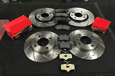 For Ford S-max 2.2 Titanium Sport Tdci Front Rear Drilled Grooved Discs And Pads • £269.99