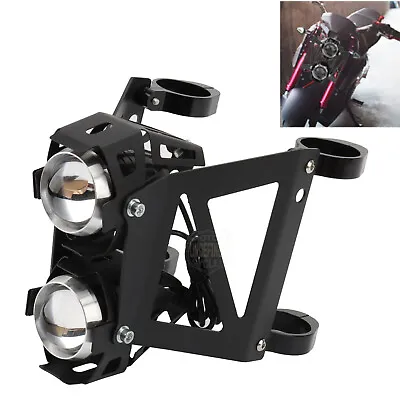 CNC Motorcycle Dual Fog Spot Light Auxiliary Headlight Bracket For Harley Yamaha • $98.89