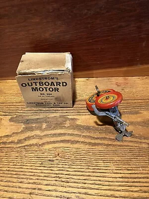 Antique Lindstrom's Tin Wind Up Outboard Motor No.204 W/Box & Key - Works • $210