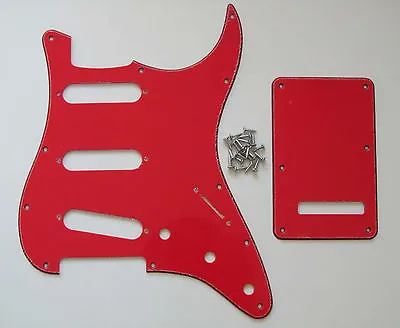 New Color Red 3 Ply ST Style SSS Guitar Pickguard Back Plate Trem Cover • $16.98