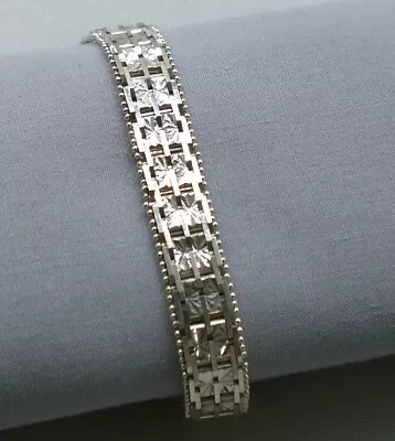 Vintage Sterling Silver Diamond Cut Riccio Bracelet Signed Milor Italy  7.5” • $49.95