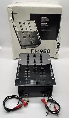 Numark DM950 Professional Black & Silver 2 Channel DJ Mixer & Aux Cables / Box • £54