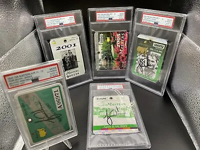 Tiger Woods Signed Badges From All Five Masters Victories (All PSA Graded) • $125000