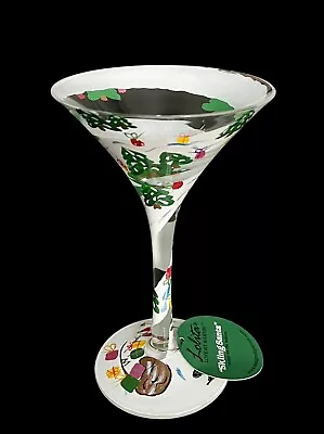 Lolita Holiday Skiing Santa Design 7” Martini Glass Excellent New W/out Box • £24.12