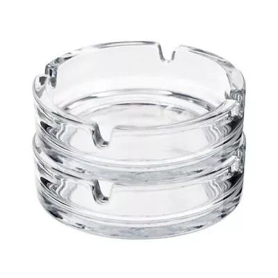 Glass Ashtray Clear Round Cigarette Smoking Ash Tray Stackable Home Pub Garden • £5.39