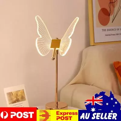 Vintage Table Lamp Retro Gold Acrylic Butterfly LED Desk Lamp Stepless Dimming • $34.50