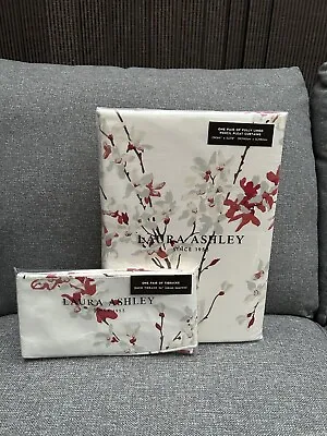 New Laura Ashley Forsythia Rosehip Lined Curtains 64” X 72” And Tiebacks • £60