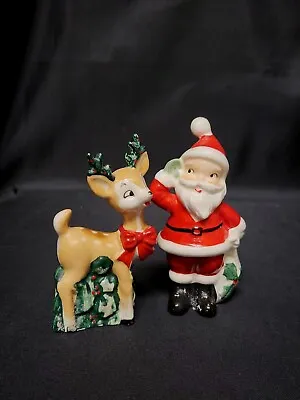 $42 • Buy Vintage Rare Christmas Lefton Santa Reindeer #709 Salt Or Pepper Shaker Japan