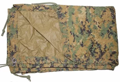 USMC Marpat Military Reversible Field Tarp With Bungees Made USA • $49.50