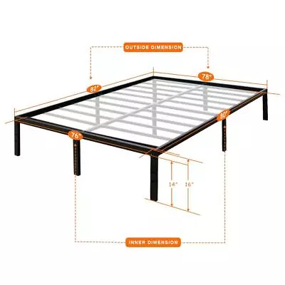 TATAGO Heavy Duty 3000lbs 16 Inch Metal Platform Bed Frame Mattress Foundation • $115.99