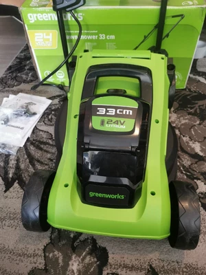 £39 • Buy  GreenWORKS 24V Cordless  Lawnmower Mower 33cm G24LM33. For Parts Or Not Working