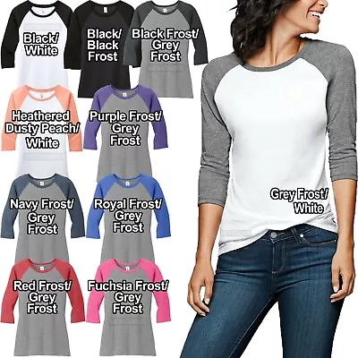Ladies 3/4 Sleeve T-Shirt Raglan Tri Blend Tee Womens XS-XL 2XL 3XL 4XL NEW • $11.12