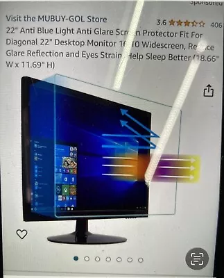 20 22 23 24 25 27 Inch Monitor Blue Light Blocking Screen Protector PC Panel  • $8