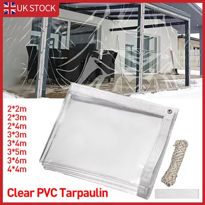 400gsm Clear Tarpaulin Heavy Duty PVC Waterproof Transparent Pet Cover Tarp DIY • £42.99