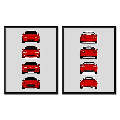 Mazda Miata MX-5 Poster Set Print Wall Art Of The History Evolution NA NB NC ND • $147.99