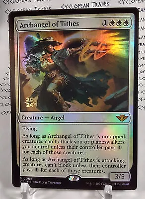 FOIL Prerelease ARCHANGEL OF TITHES Mtg NM Outlaws Of Thunder Junction Mythic • $9.99