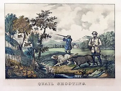 4615Quail Shooting.men Hunting With Dogs Over Cree.POSTER.decor Home Office Art • $60