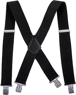 Men Utility Suspenders Adjustable Elastic Heavy Duty 2 Inch Wide X Shape Strong • $14.99