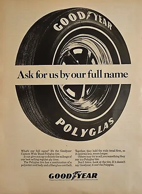 1969 Vintage Print Ad Good Year Polyglas Tire Automobile Cut Out • $18.46