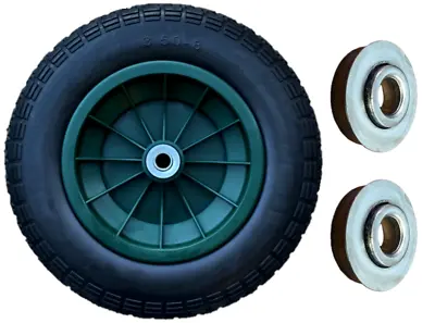 3.50-8 Green 14  Puncture Proof Launching Trolley Wheel Solid Tyre 16mm Bearings • £19.95