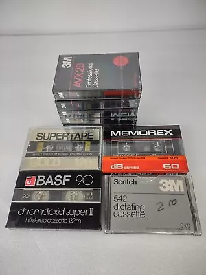 9 Vintage Blank Audio Cassette Tape Lot 3M Memorex BASF Realistic Supertape Gold • $24.95