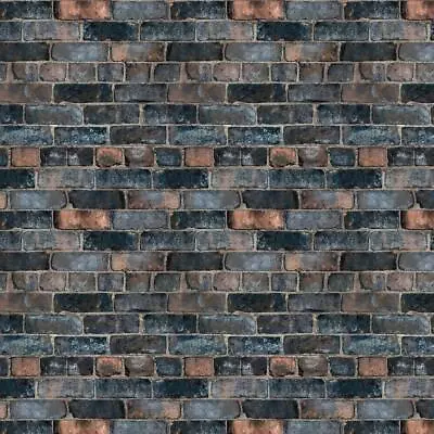 Grandeco Durham Brick Wallpaper - A52402 - Blue • £10