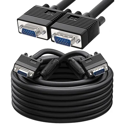 VGA Cable VGA SVGA 15 Pin D-Sub Male To Male PC To TFT Monitor LCD TV Lead Black • £2.94