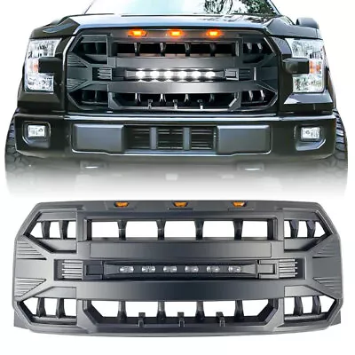 Armor Grill Front Bumper Grille W/Off Road&Amber Lights For 2015-2017 Ford F150 • $175.99