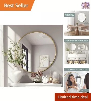 Sturdy Gold Round Mirror - Bathroom Vanity Wall Mirrors - Circle Mirror For Desk • $125.37