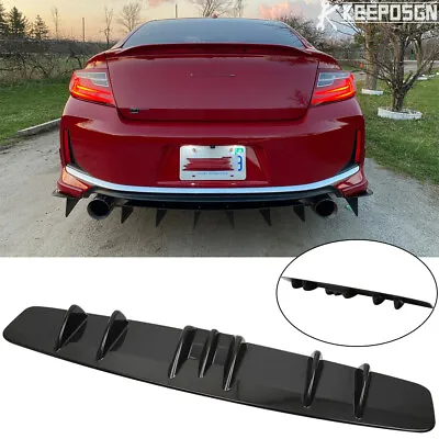 For Honda Accord Gloss Black Rear Lip Bumper Diffuser Shark Fin 7 Wing Spoiler • $45.11