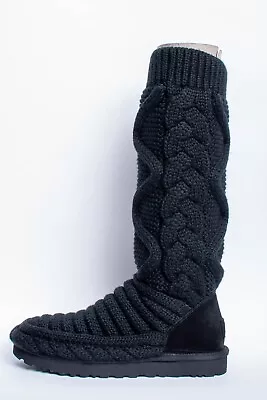 US Size 6 - UGG Women's Classic Tall Chunky Knit Boot In Black • $83.93