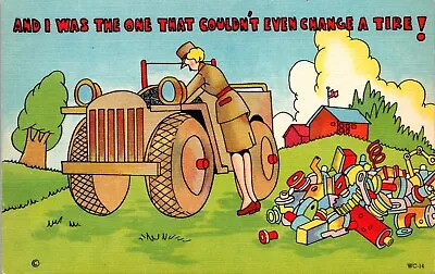 WWII WAC I Was The One Who Couldn’t Change Tire Comic Humor Postcard • $9.99