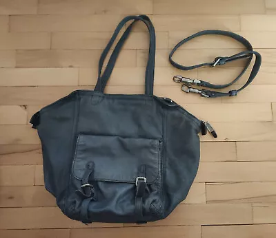 MARC O'POLO Shoulder Bag Underarm Handbag Grey Leather Zip Up Large Side Slouchy • £42