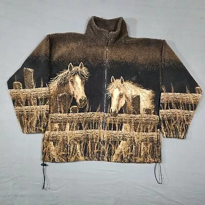 Vintage Rods Mens Full Zip Sweater Jacket Size Large Horse Wildlife Animals • $95