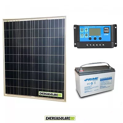 Starter Kit Solar Panel 80W 12V AGM Battery 100Ah Controller PWM 10A NV10 • £295.52