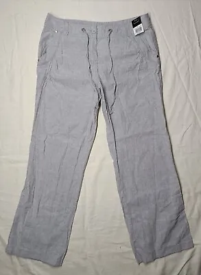 £12.49 • Buy Ladies Grey Pinstripe Smart Linen Style Mid Rise Trousers Size 14 