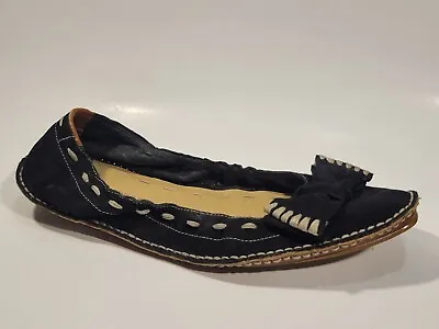 B. Makowsky Womens 10 M Moc Leather Olivia Flats Shoes Black Slip On Ballet Bow • $34.99