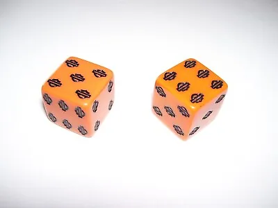 Harley Davidson Solid Orange Dice Set With Harley Shield As Pips 5/8 Inch  • $10.99