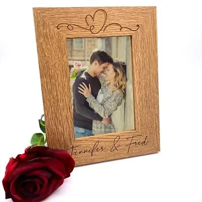 £13.99 • Buy Personalised Wooden Love Photo Frame Wedding, Anniversary, Engagement FW476