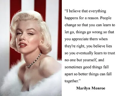 Marilyn Monroe Quotes  I Believe...Famous Quote 8 X 10 Photo Picture Pk1 • $9.99