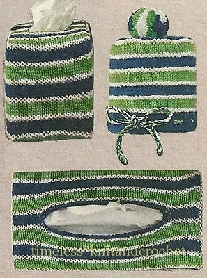 £3.70 • Buy Vintage Knitting Pattern For Tissue Box Covers & Toilet Roll Cover - Gift Idea!