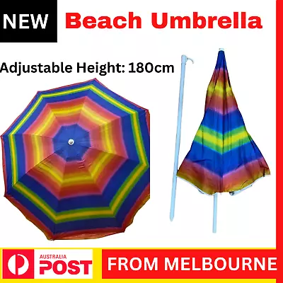 Beach Umbrella Sun Shade Adjustable Height 180cm Outdoor XL Size 150cm Mel Stock • $70.55