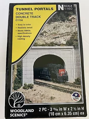 Woodland Scenics Tunnel Portals Concrete Double Track 2 Pc. N Scale C1156 • $18.99