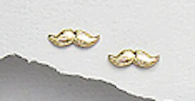 18k Yellow Gold Plated Over Sterling Silver Vermeil Dali Mustache Stud Earrings • $18.85