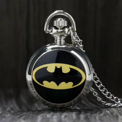 Mini Batman Vintage Quartz Retro Steampunk Pocket Watch Chain Necklace Gift • $4.64