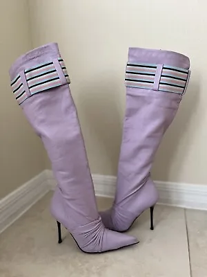 Alberto Venturini Light Purple Leather Over The Knee High Heeled Boots 8.5 • $60