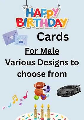 Happy Birthday Card*Male*Sports*Cars*Music*Various Designs To Choose From*Open* • £1.29