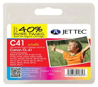 Jet Tec CL41 Colour Ink Cartridge Compatible With Canon Printers Remanufactured • £20.95