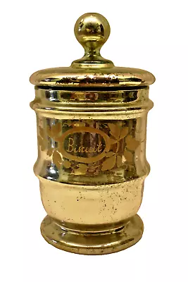Antique Austrian Biscuit Jar Mercury Silvered Glass With Lid Blown Decorative  1 • $233.22